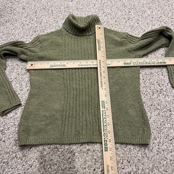 Sundance Turtleneck Sweater Sz M Petite Green Cotton Silk Blend Fall Casual - Picture 4 of 6